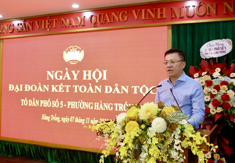 Ph&oacute; Trưởng Ban Tuy&ecirc;n gi&aacute;o T.Ư, Chủ tịch Hội Nh&agrave; b&aacute;o Việt Nam, Tổng Bi&ecirc;n tập b&aacute;o Nh&acirc;n D&acirc;n L&ecirc; Quốc Minh ph&aacute;t biểu tại ng&agrave;y hội.