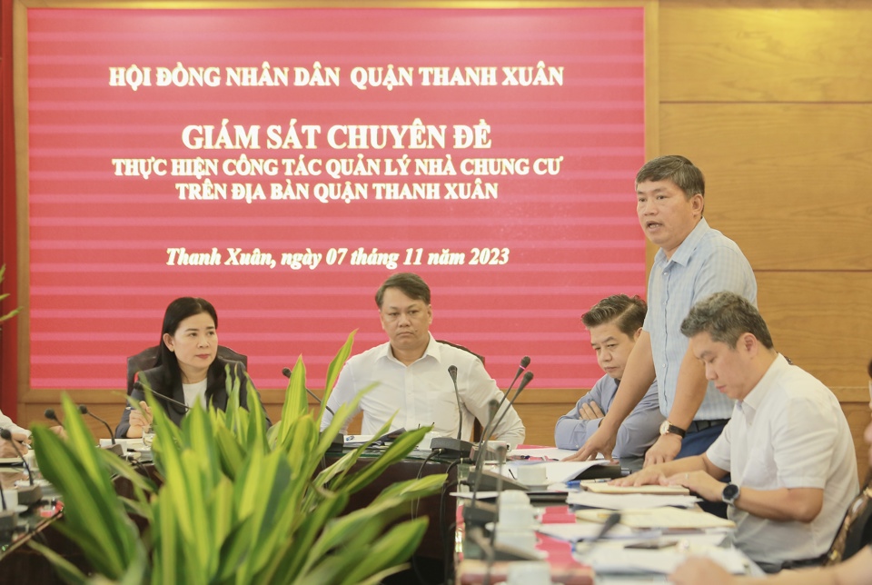 Thường trực HĐND quận Thanh Xu&acirc;n thực hiện gi&aacute;m s&aacute;t việc quản l&yacute; nh&agrave; chung cư tr&ecirc;n địa b&agrave;n quận