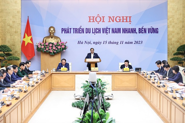 Thủ tướng Phạm Minh Ch&iacute;nh ph&aacute;t biểu tại hội nghị.