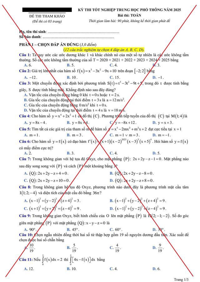 Đề tham khảo thi tốt nghiệp lan truyền trên mạng là giả mạo - Ảnh 1