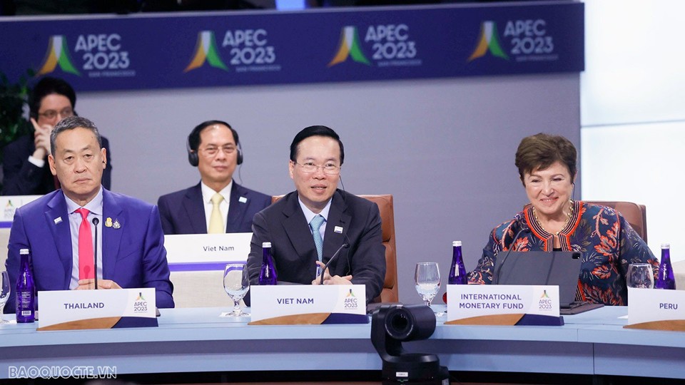 Chủ tịch nước Võ Văn Thưởng phát biểu tại Hội nghị cấp cao APEC. Ảnh :Tuấn Anh
