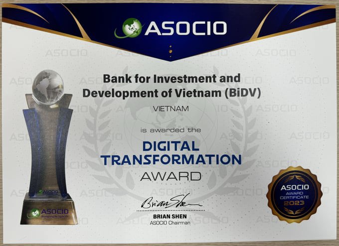 BIDV đạt giải “Đơn vị chuyển đổi số xuất sắc” ASOCIO 2023 - Ảnh 1