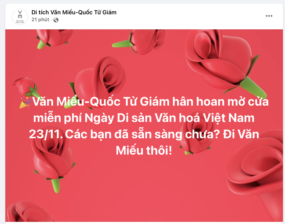 Văn Miếu - Quốc Tử Gi&aacute;m th&ocirc;ng b&aacute;o mở cửa miễn ph&iacute; đ&oacute;n kh&aacute;ch tham quan ng&agrave;y 23/11.