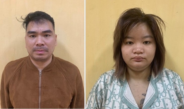 Hai đối tượng Nguyễn V&otilde; Hải v&agrave; vợ l&agrave; Nguyễn Thị Phương Anh bị bắt giữ.