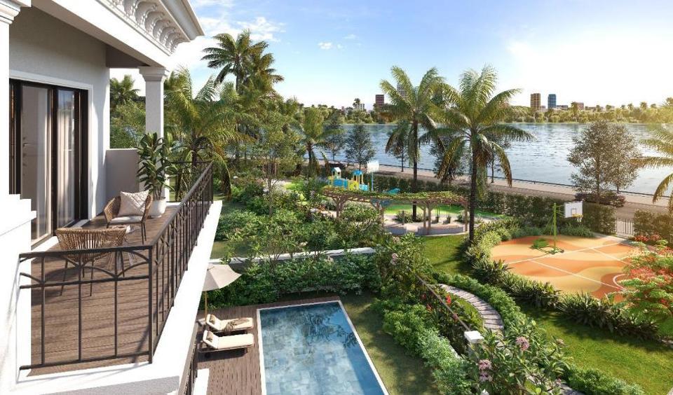 G&oacute;c nh&igrave;n ra c&ocirc;ng vi&ecirc;n của một căn dinh thự Grand Bay Halong Villas. Ảnh: BIM Land