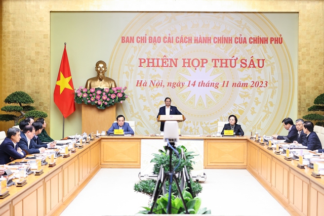 Thủ tướng Phạm Minh Ch&iacute;nh, Trưởng Ban Chỉ đạo Cải c&aacute;ch h&agrave;nh ch&iacute;nh của Ch&iacute;nh phủ chủ tr&igrave; phi&ecirc;n họp thứ s&aacute;u của Ban Chỉ đạo - Ảnh: VGP/Nhật Bắc &nbsp;