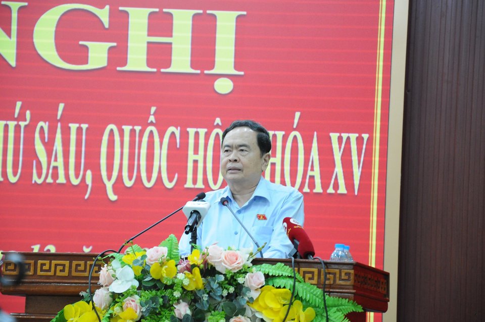 Ph&oacute; Chủ tịch Thường trực Quốc hội Trần Thanh Mẫn ph&aacute;t biểu tại Hội nghị. Ảnh Giang Lam