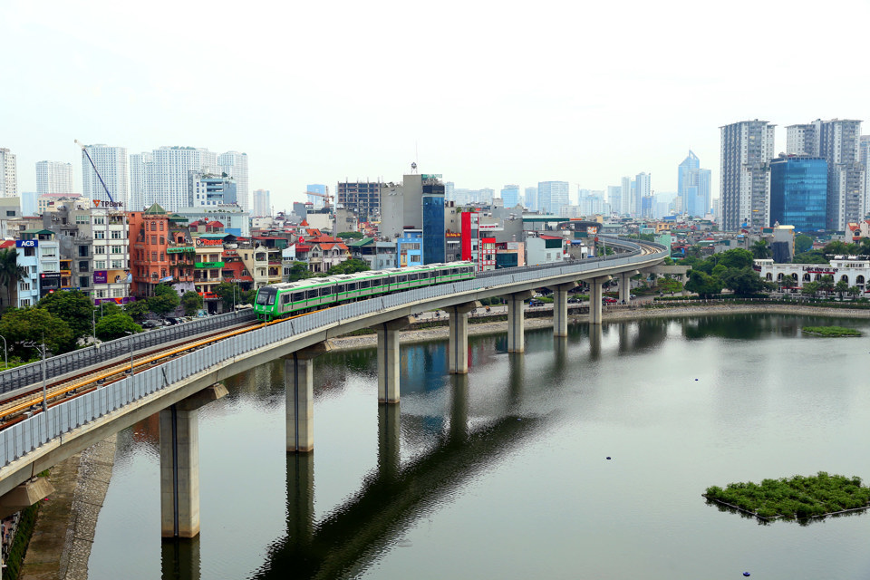 Tuyến đường sắt tr&ecirc;n cao C&aacute;t Linh - H&agrave; Đ&ocirc;ng. Ảnh: Hải Linh