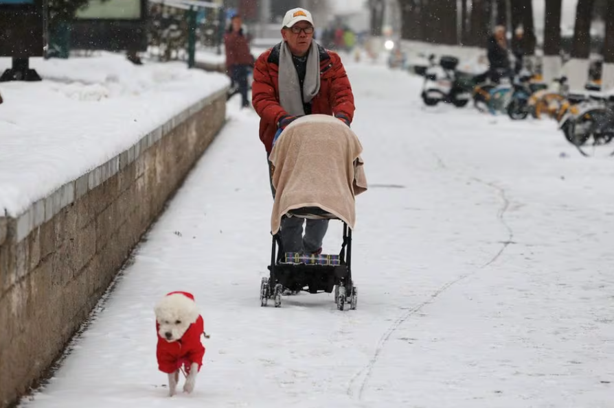 Đường phố tại thủ đ&ocirc; Bắc Kinh, Trung Quốc bao phủ trong băng tuyết ng&agrave;y 15/12. Ảnh: Reuters