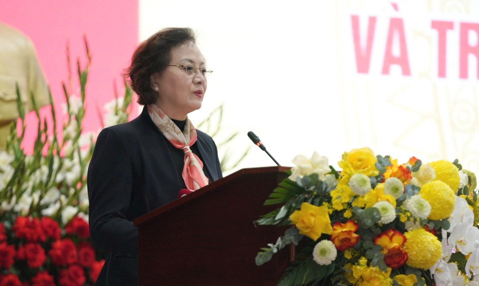 Bộ trưởng Bộ Nội vụ Phạm Thị Thanh Tr&agrave; ph&aacute;t biểu tại Hội nghị