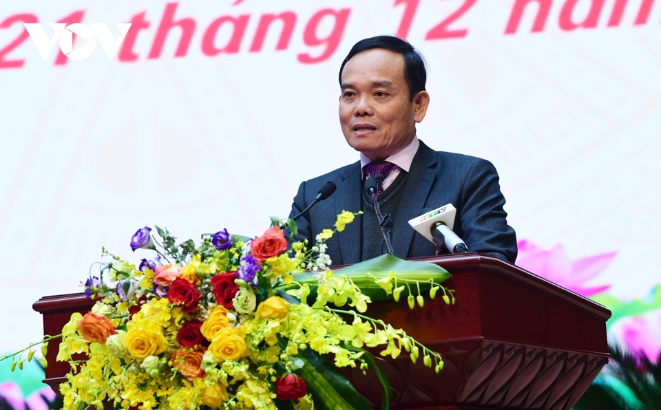 Ph&oacute; Thủ tướng Trần Lưu Quang ph&aacute;t biểu tại hội nghị. Ảnh: VOV
