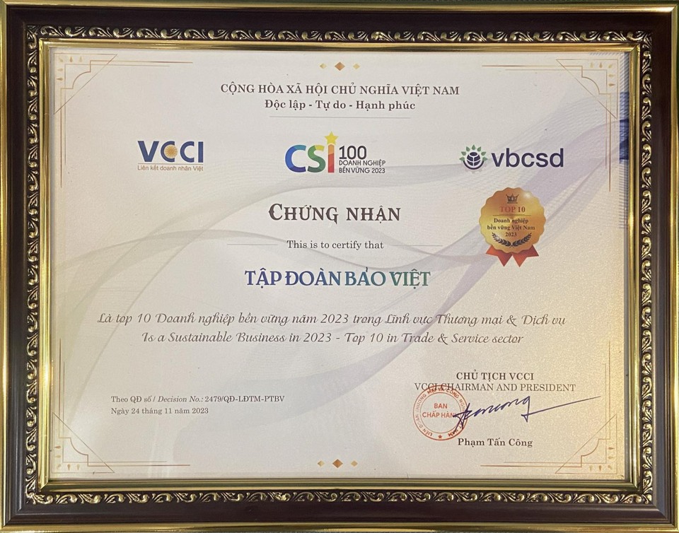 Tập đoàn Bảo Việt đứng đầu Top 10 Doanh nghiệp Bền vững Việt Nam - Ảnh 3