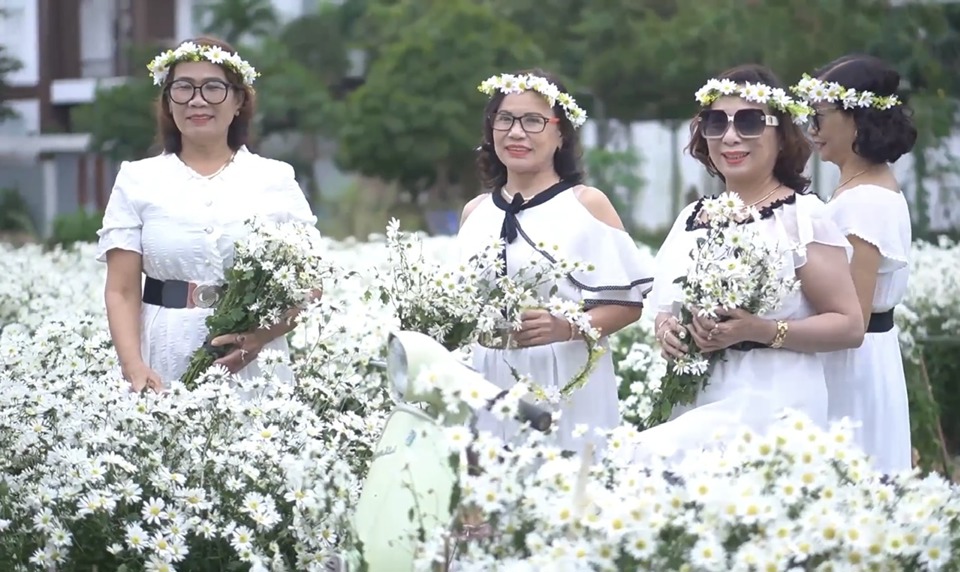 Ngo&agrave;i giới trẻ, nhiều người lớn tuổi ở miền Bắc v&agrave;o Quảng Ng&atilde;i sinh sống cũng đến "check-in" tại vườn c&uacute;c họa mi, gửi gắm nỗi nhớ H&agrave; Nội qua những tấm ảnh để chia sẻ c&ugrave;ng người th&acirc;n, bạn b&egrave; gần xa.