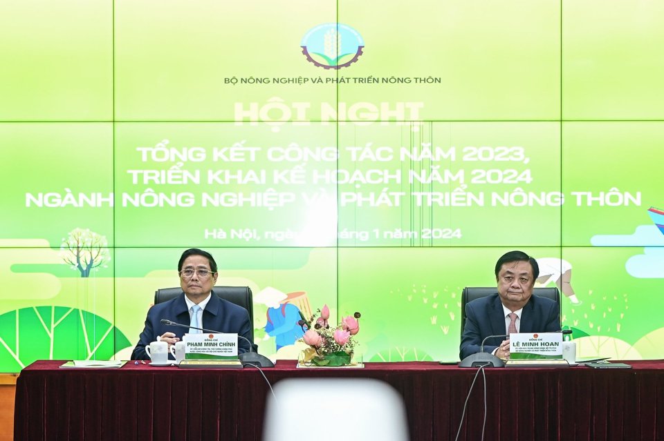 Thủ tướng Ch&iacute;nh phủ Phạm Minh Ch&iacute;nh chủ tr&igrave; hội nghị tổng kết c&ocirc;ng t&aacute;c năm 2023 của Bộ NN&amp;PTNT.