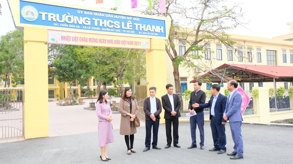 Trường THCS x&atilde; L&ecirc; Thanh (huyện Mỹ Đức) được đầu tư x&acirc;y dựng khang trang, rộng đẹp.