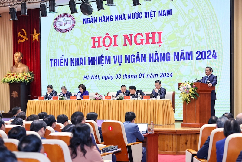 Hội nghị triển khai nhiệm vụ ng&acirc;n h&agrave;ng năm 2024. Ảnh VGP