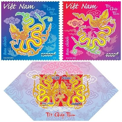 Bộ tem bưu ch&iacute;nh &ldquo;Tết Gi&aacute;p Th&igrave;n&rdquo; 2024.