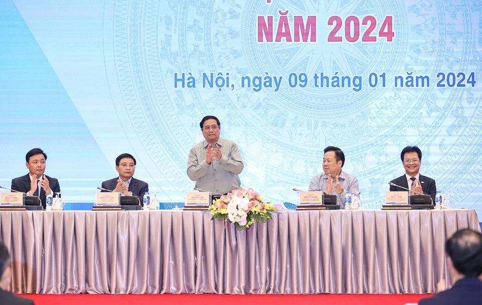 Thủ tướng dự Hội nghị triển khai kế hoạch sản xuất kinh doanh năm 2024 của Tổng C&ocirc;ng ty Đường sắt Việt Nam - Ảnh: VGP/Nhật Bắc