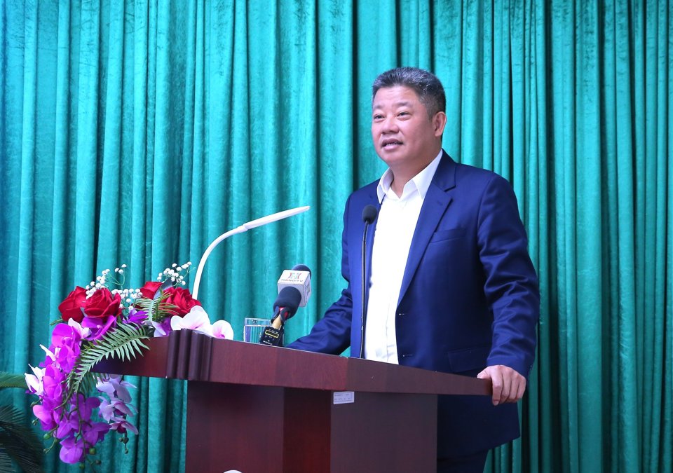 Ph&oacute; Chủ tịch UBND TP H&agrave; Nội Nguyễn Mạnh Quyền ph&aacute;t biểu chỉ đạo tại hội nghị.