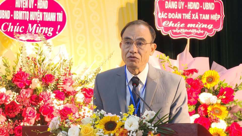 Chủ tịch Uỷ ban MTTQ Việt Nam huyện Thanh Tr&igrave; Nguyễn Huy Chương ph&aacute;t biểu chỉ đạo tại Đại hội.