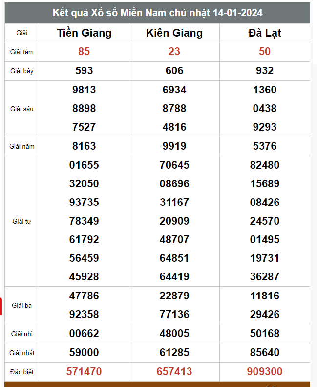 Kết quả xổ số hôm nay ngày 14/1/2024 - Ảnh 3