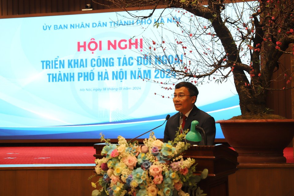 Thứ trưởng Thường trực Bộ Ngoại giao Nguyễn Minh Vũ ph&aacute;t biểu tại Hội nghị.&nbsp;
