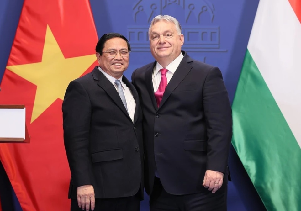 Thủ tướng Ch&iacute;nh phủ Phạm Minh Ch&iacute;nh v&agrave; Thủ tướng Hungary Viktor Orb&aacute;n. Ảnh: TTXVN