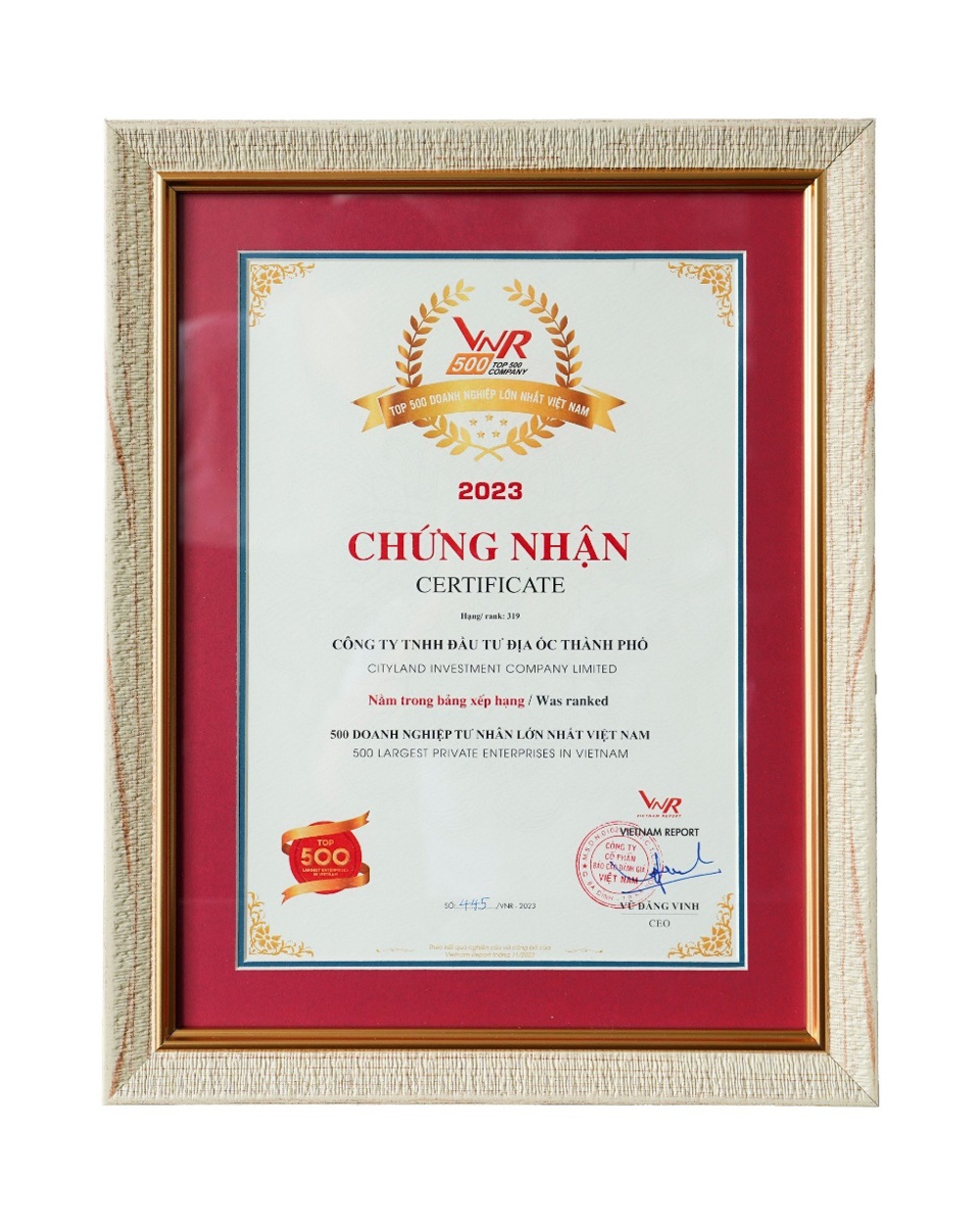 CityLand được vinh danh Top 500 doanh nghiệp lớn nhất Việt Nam 2023 - Ảnh 3