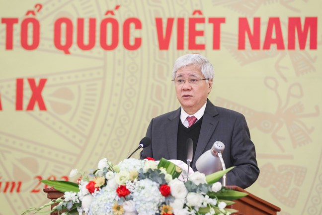 Chủ tịch Ủy ban Trung ương Mặt trận Tổ quốc Việt Nam Đỗ Văn Chiến ph&aacute;t biểu