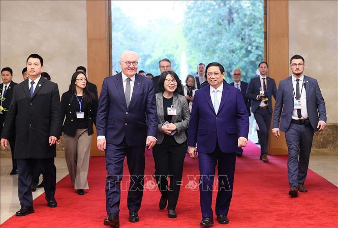 Thủ tướng Phạm Minh Ch&iacute;nh hội kiến Tổng thống CHLB Đức Frank-Walter Steinmeier. Ảnh: TTXVN