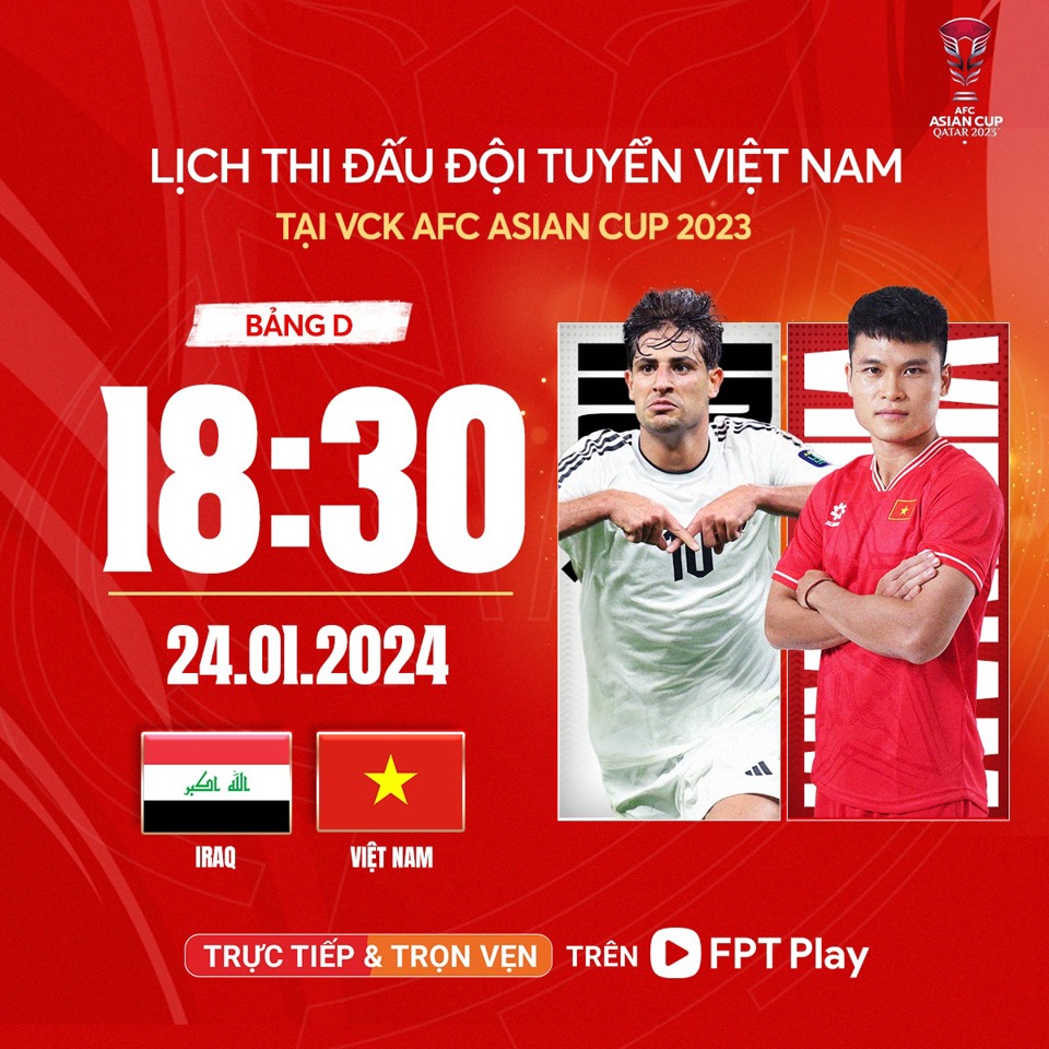 Link xem trực tiếp bóng đá Iraq vs Việt Nam, 18h30 ngày 24/1/2024 - Ảnh 1