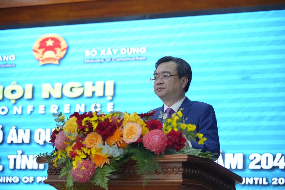 Bộ trưởng Bộ X&acirc;y Dựng Nguyễn Thanh Nghị ph&aacute;t biểu tại hội nghị Quy hoạch. (Ảnh Hữu Tuấn)