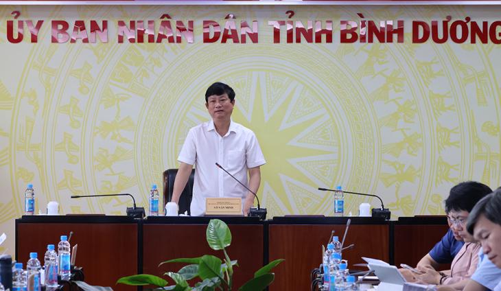 Chủ tịch UBND tỉnh B&igrave;nh Dương V&otilde; Văn Minh ph&aacute;t biểu tại cuộc họp. Ảnh: BTC.