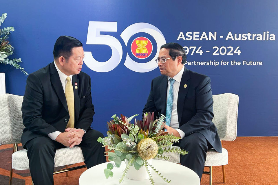 Thủ tướng Phạm Minh Ch&iacute;nh gặp Tổng Thư k&yacute; ASEAN - Ảnh: VGP/Nhật Bắc