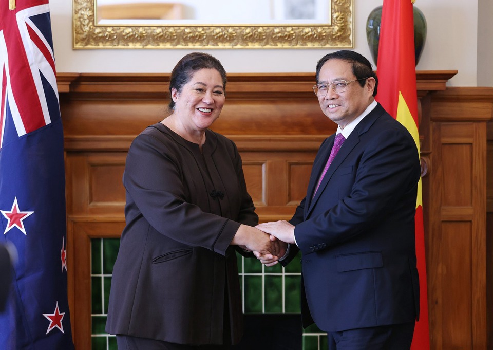 Thủ tướng Phạm Minh Ch&iacute;nh v&agrave; To&agrave;n quyền New Zealand Cindy Kiro - Ảnh: VGP/Nhật Bắc