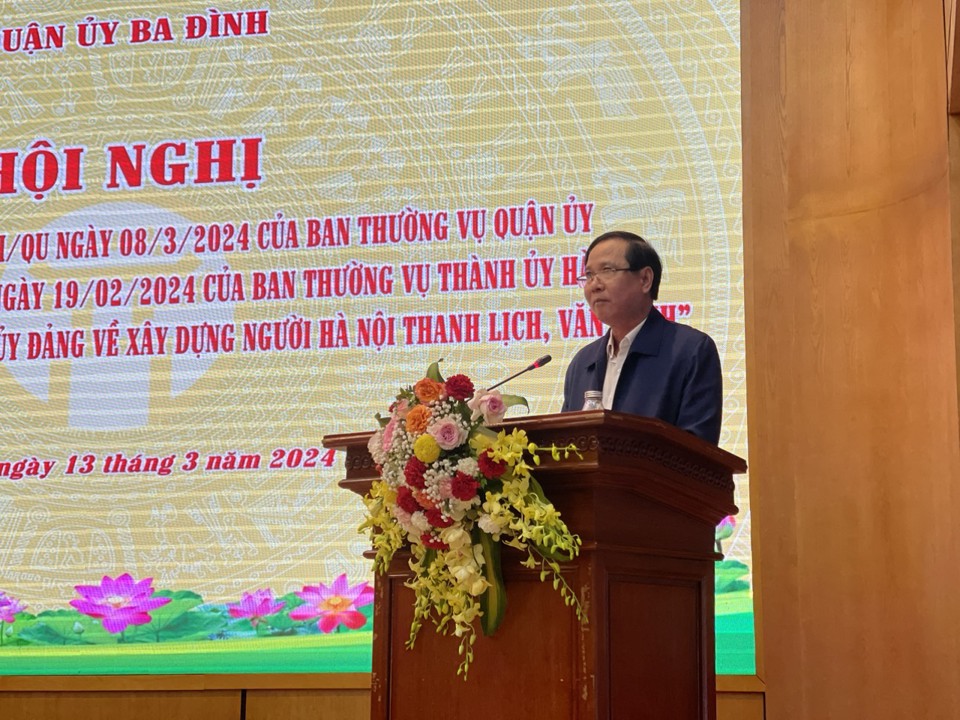 Chủ tịch HĐND quận Ba Đ&igrave;nh Nguyễn C&ocirc;ng Th&agrave;nh ph&aacute;t biểu tại hội nghị.&nbsp;