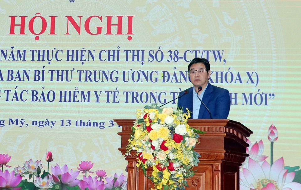 B&iacute; thư Huyện ủy Chương Mỹ Nguyễn Văn Thắng ph&aacute;t biểu tại hội nghị