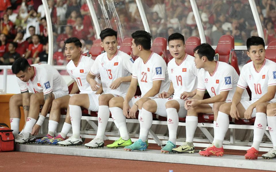 Cầu thủ dự bị của tuyển Việt Nam ở trận đấu với tuyển Indonesia. Ảnh: Quỳnh Anh.
