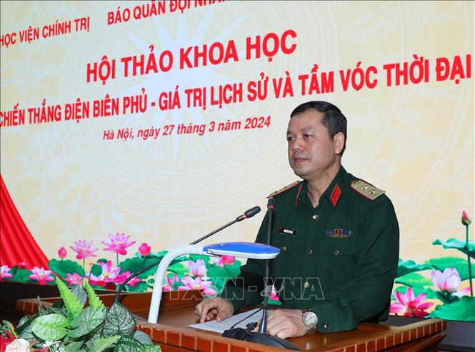 Trung tướng, PGS, TS Nguyễn Văn Bạo, Gi&aacute;m đốc Học viện Ch&iacute;nh trị ph&aacute;t biểu. Ảnh: Trọng Đức/TTXVN