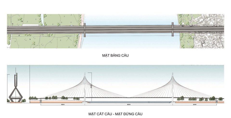 Thiết kế mặt cắt, mặt đứng của cầu.