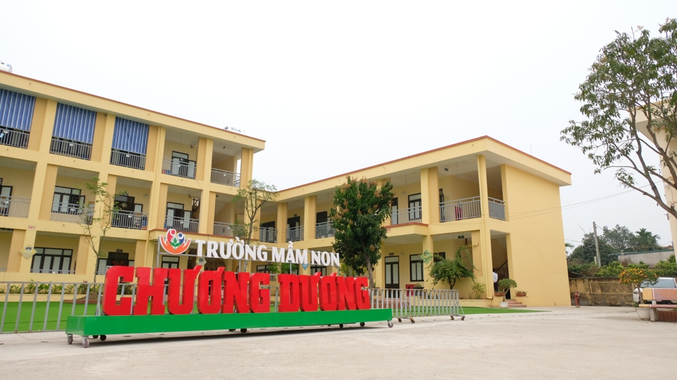 Trường Mầm non tại x&atilde; Chương Dương được đầu tư x&acirc;y dựng khang trang.