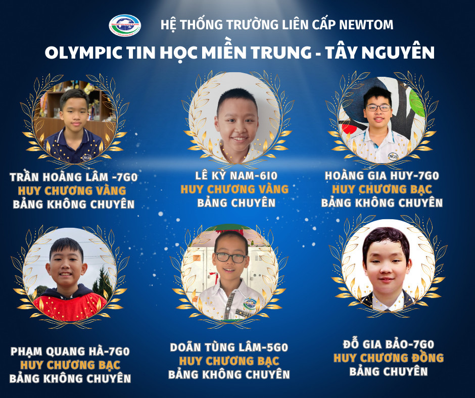 Học sinh Trường Li&ecirc;n cấp Newton gi&agrave;nh 6 huy chương &ndash; th&agrave;nh t&iacute;ch ấn tượng tại Kỳ thi Olympic Tin học miền Trung - T&acirc;y Nguy&ecirc;n lần thứ 5