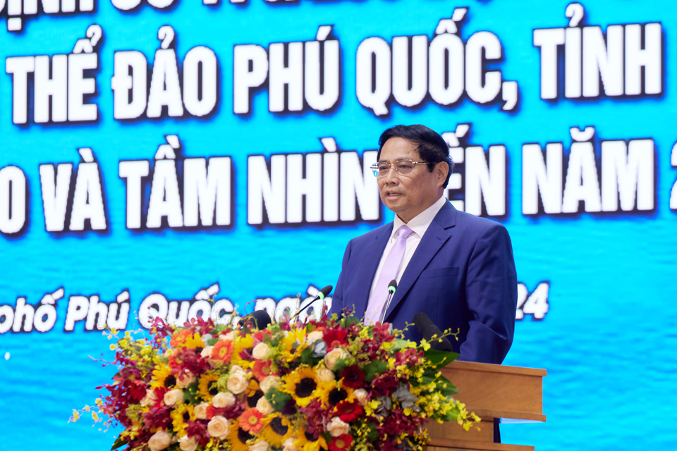Thủ tướng Phạm Minh Ch&iacute;nh ph&aacute;t biểu chỉ đạo tại Hội nghị. (Ảnh PV)