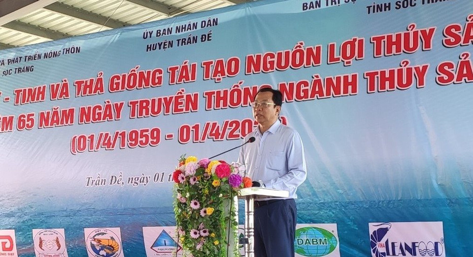 Ông Vương Quốc Nam, Phó chủ tịch UBND tỉnh Sóc Trăng phát biểu tại buổi lễ. Ảnh: Xuân Lương 