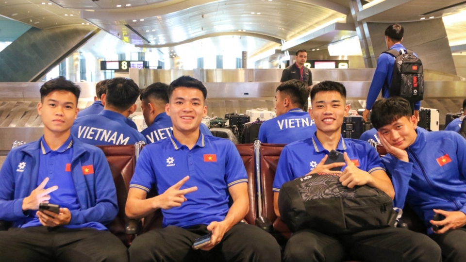 U23 Việt Nam đ&atilde; đến Qatar v&agrave; sẵn s&agrave;ng cho VCK U23 ch&acirc;u &Aacute; 2024 (Ảnh: VFF).