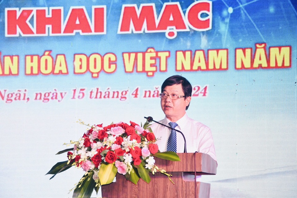 Gi&aacute;m đốc Sở Th&ocirc;ng tin v&agrave; Truyền th&ocirc;ng Quảng Ng&atilde;i Trần Thanh Trường ph&aacute;t biểu tại lễ khai mạc.