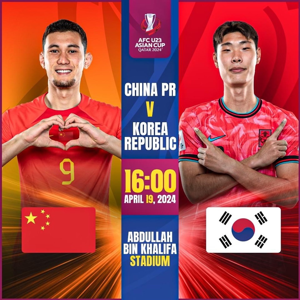U23 Trung Quốc gặp U23 H&agrave;n Quốc v&agrave;o l&uacute;c 20 giờ (theo giờ Việt Nam).