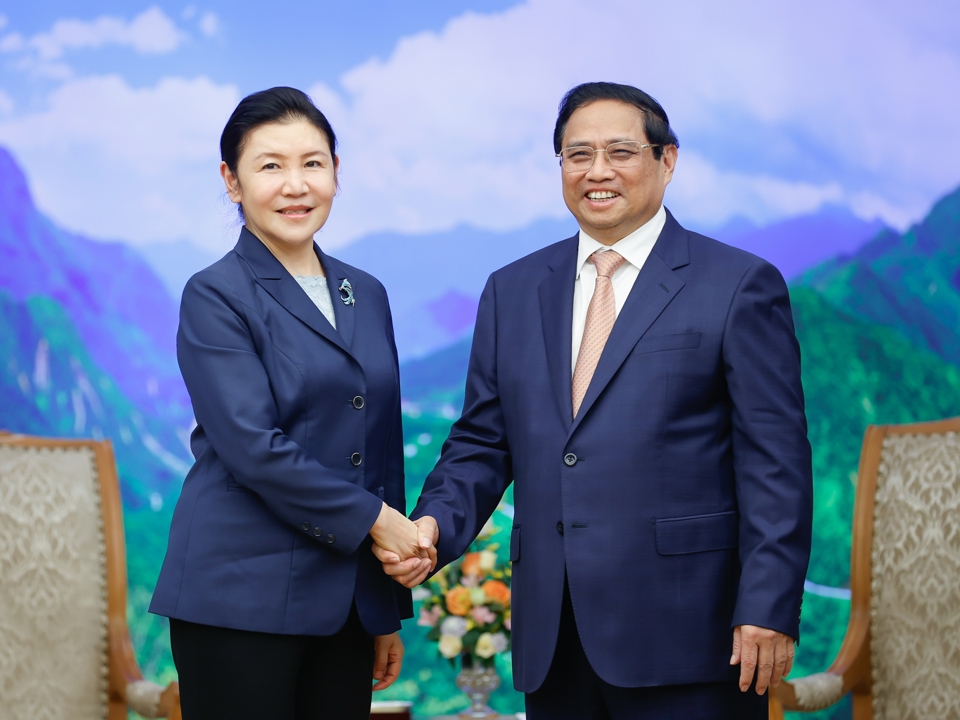 Thủ tướng Phạm Minh Ch&iacute;nh tiếp Bộ trưởng Bộ Tư ph&aacute;p Trung Quốc Hạ Vinh - Ảnh: VGP/Nhật Bắc