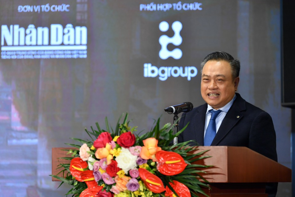 Chủ tịch UBND TP H&agrave; Nội Trần Sỹ Thanh ph&aacute;t biểu tại sự kiện.