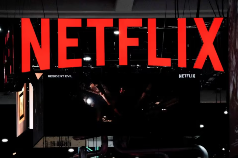 Biển hiệu của Netflix tại một sự kiện ở California. Ảnh: BING GUAN